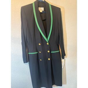 Vintage Danny and Nicole Blazer/Suit Jacket long knee length Blue and Green Gold